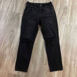 American Eagle Black Destroyed Mom Jeans